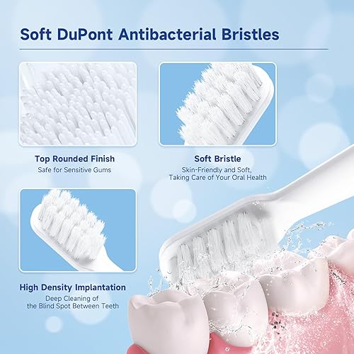 Miniatura 5 de Dr. Good Cepillo de dientes eléctrico sónico para adultos, 8 cabezales de cepillo, 5 modos, temporizador inteligente de 2 minutos, IPX7 impermeable,