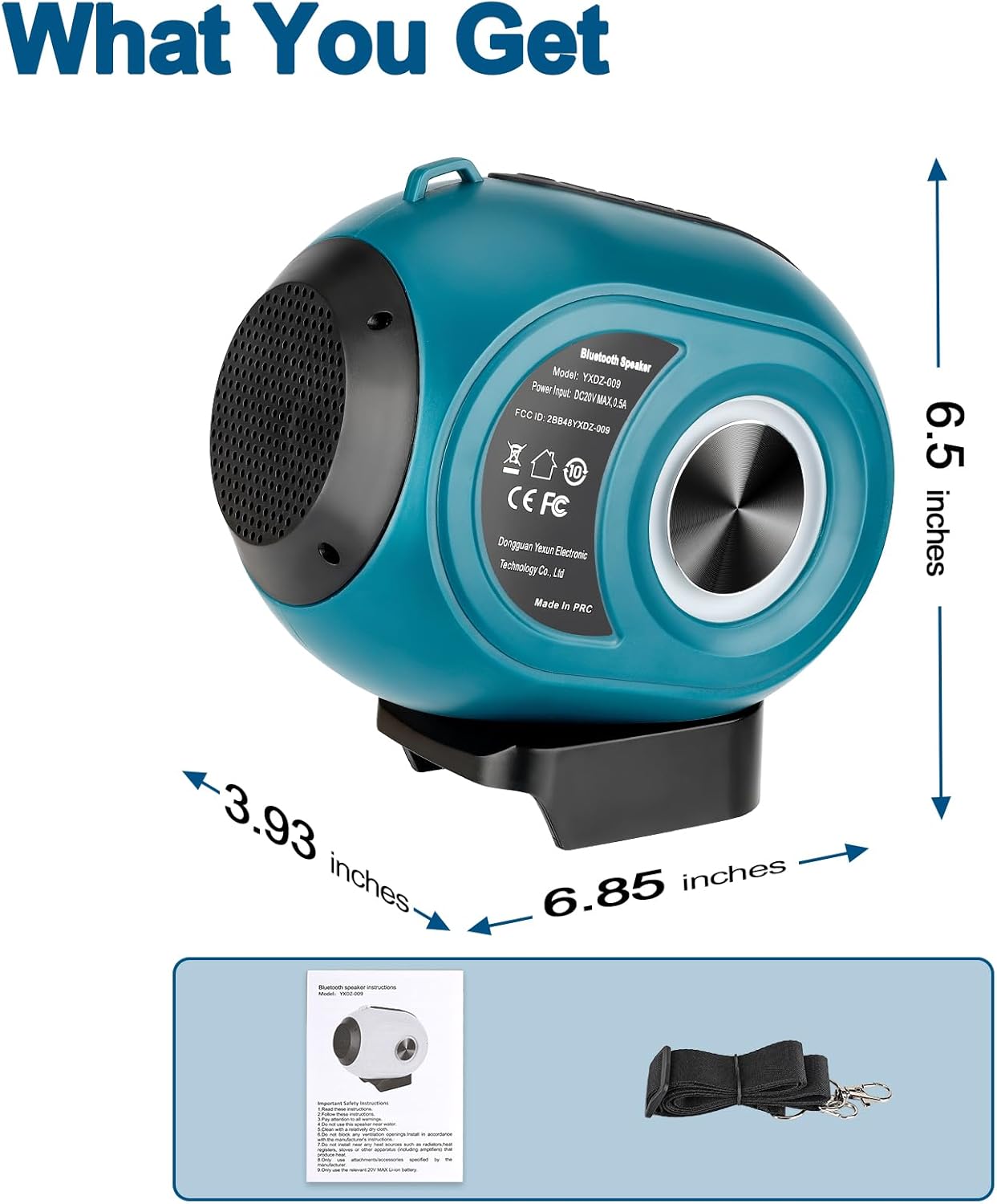 Wireless Bluetooth Speaker Compatible with Makita 18v Battery, TWS Paring, BT5.3, AUX TF USB Input, Portable Bluetooth Speaker Wireless for Home Jobsite Party Outdoor(No Battery) - Image 6