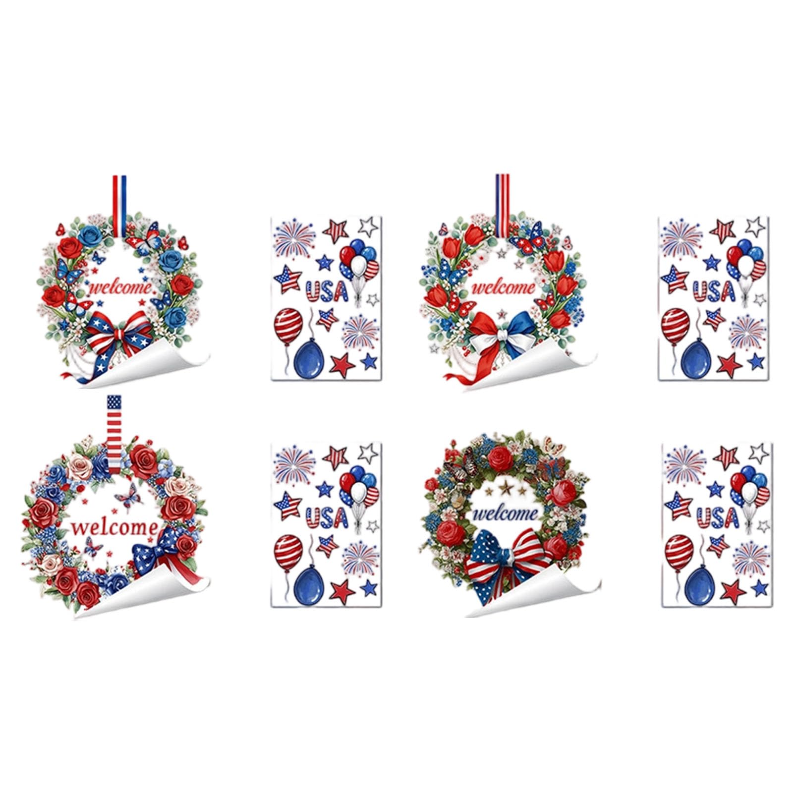 Kalttoy Statics Window Sticker Patriotic Theme Independence Day Window Decors Perfect for Independence Day and National Holidays Statics Clings for Holidays