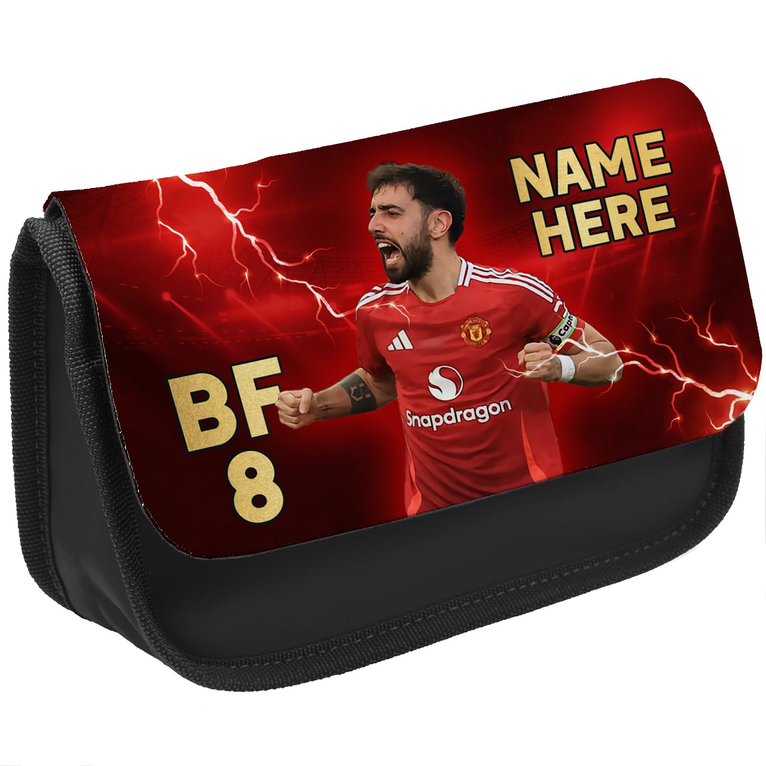 KRAFTYGIFTS Personalised Bruno Fernandes Pencil Case Manchester Football Legend School Pen Bag Boys Footballer Stationary Gift LUP05