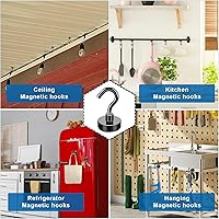 Vista 3 de LOVIMAG - Ganchos magnéticos, imanes de 30 libras con ganchos para crucero, ganchos magnéticos negros para colgar, refrigerador, aula, nevera