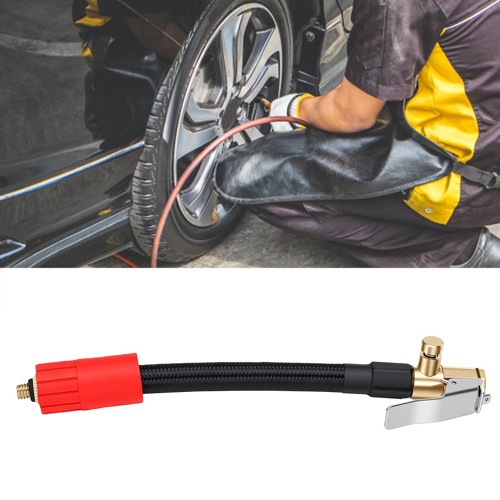 Naroote Adapter Węża do Pompowania Opon 6,3 Cala, Rurka Przedłużająca do Pompowania Opon z Gwintem Zewnętrznym M6, Zawór Zwalniający i Wytrzymuje Wysokie Ciśnienie Samochodów