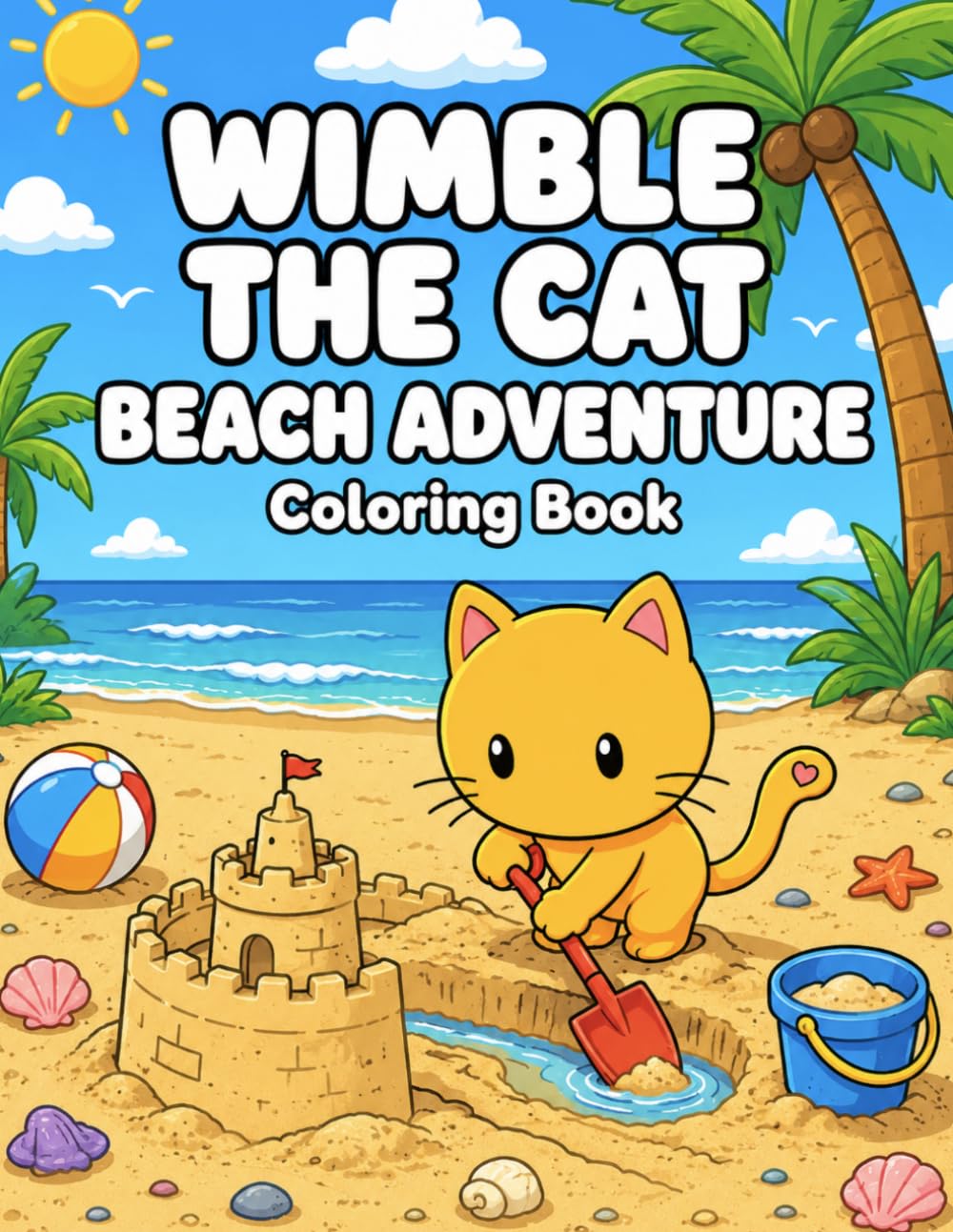 Wimble the Cat Beach Adventure Coloring Book: Fun Beach-Themed Coloring Pages for Kids Ages 3-8 Featuring Sandcastles, Seashells, Ocean Fun, and Summer Adventures (Heart Tail Animals)