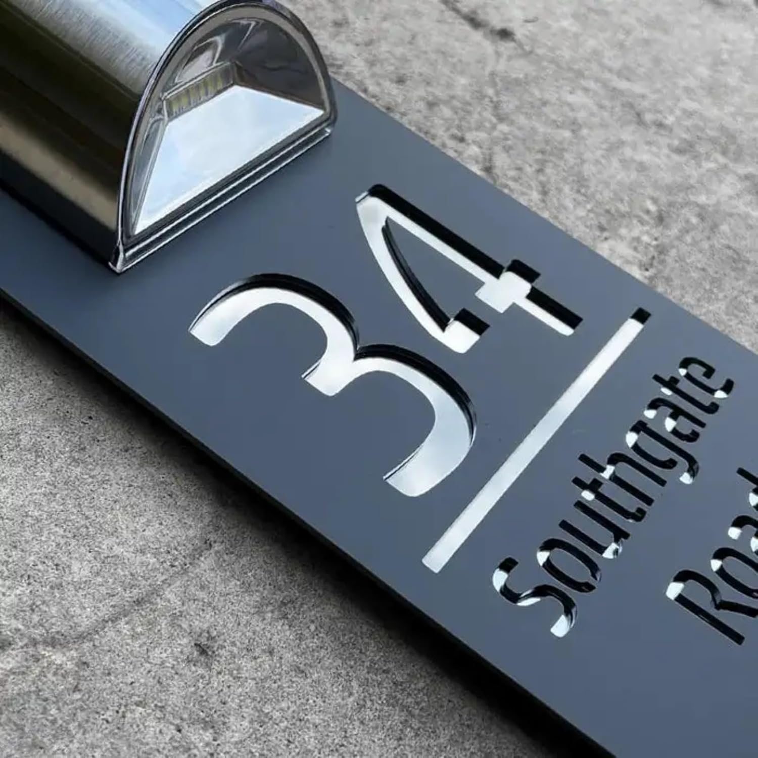 Personalized Solar House Numbers for Outside Custom Solar Address Sign Housewarming Gift LED Address Numbers Modern Plaque for Garden Yard Home (22x35cm8.6 x13.7,Style 3)