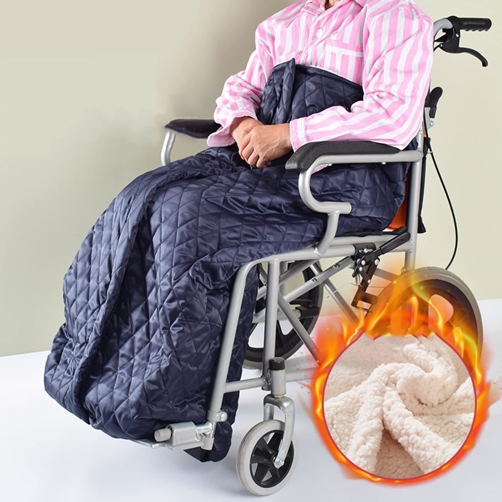 Funda impermeable con forro polar para silla de ruedas, manta cálida para piernas y parte inferior del cuerpo, tamaño adulto, lavable a máquina