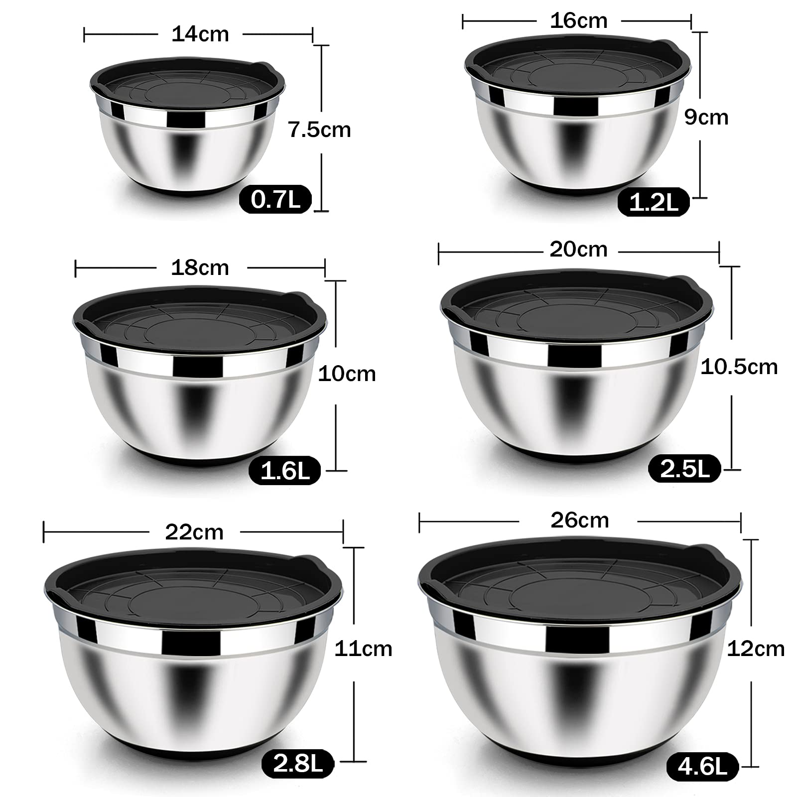 Homikit Lot De 6 Saladiers En Acier Inoxydable Avec | FindTheDeal