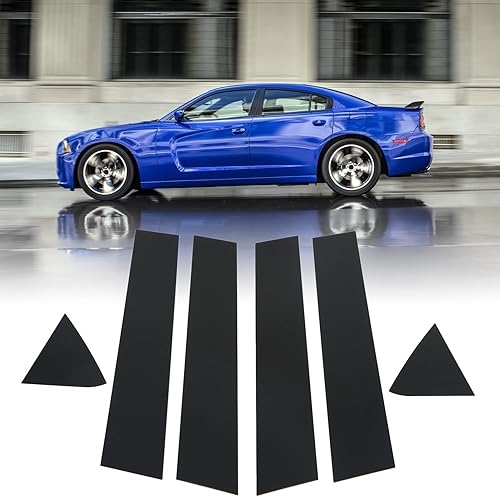 Miniatura 9 de EVGATSAUTO Adhesivo para poste de pilar, 6 piezas de accesorios de policarbonato negro brillante para ventana y puerta de automóvil, repuesto para