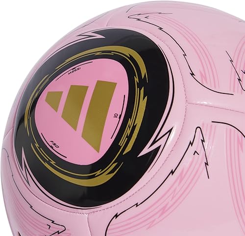 Miniatura 3 de Adidas Messi Club - Balón de fútbol unisex para adultos, rosa claronegrodorado oscuro, 5