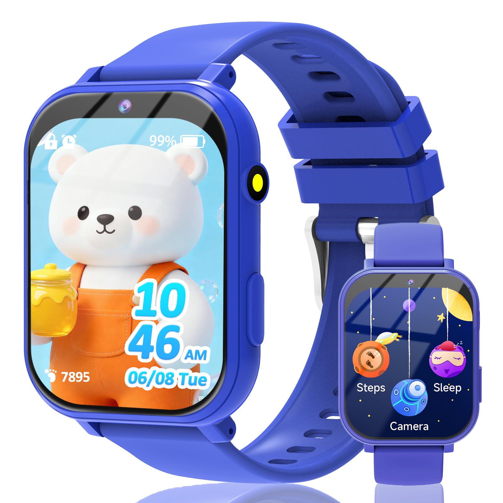 clleylise Montre connectée Enfant - Smartwatch avec 18 Jeux, Suivi de Sommeil & podomètre, caméra, Fonds d'écran dynamiques, Montre Enfant Garcon et Montre connectée Enfant Fille (Bleu)