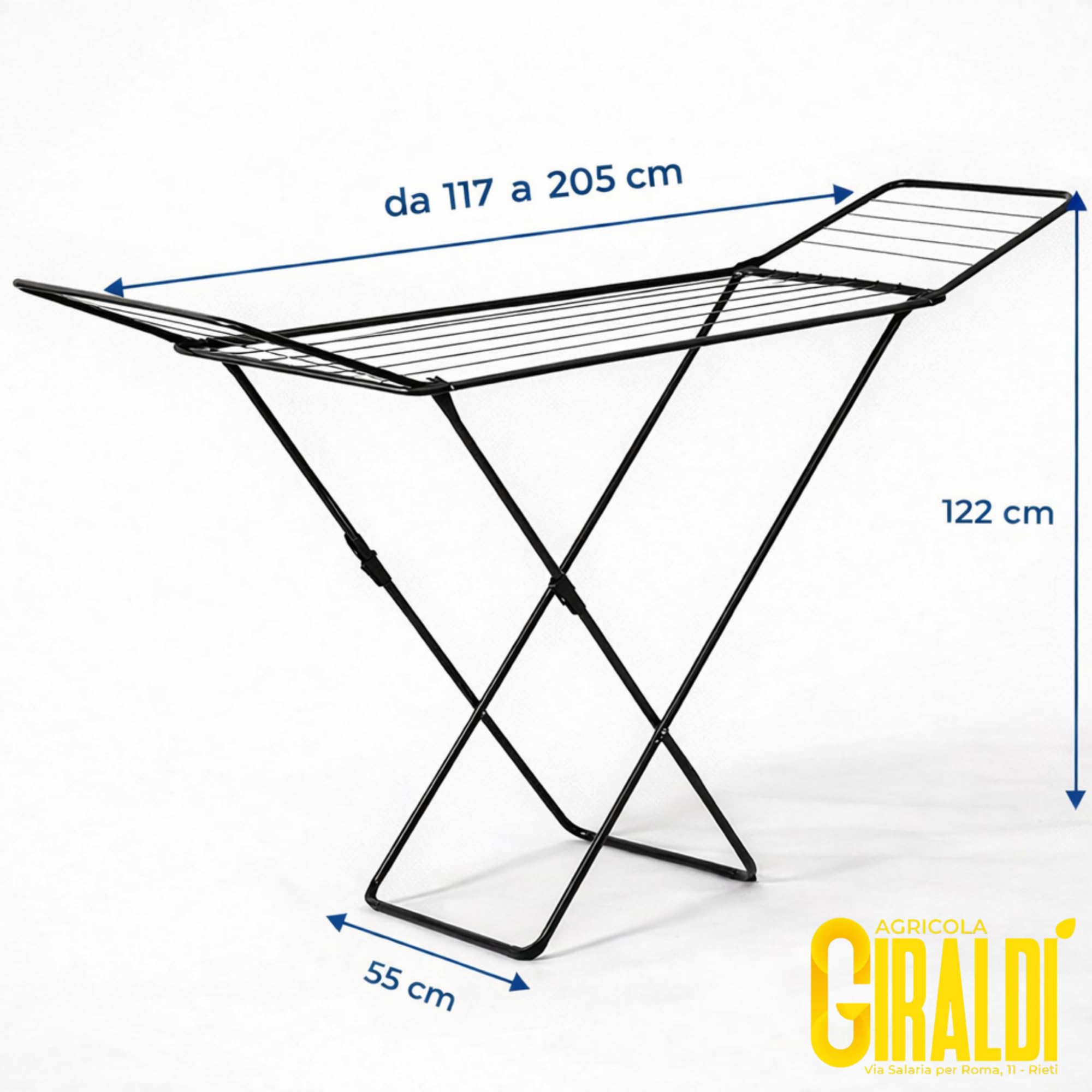 Stendino Pieghevole Infinity Flex Ultimate BLACK - Estensibile 2 metri con Ruote - 30 METRI di STENDITURA - Ali Alte per Lenzuola e Pantaloni - Stendibiancheria con Struttura in Acciaio e Alluminio