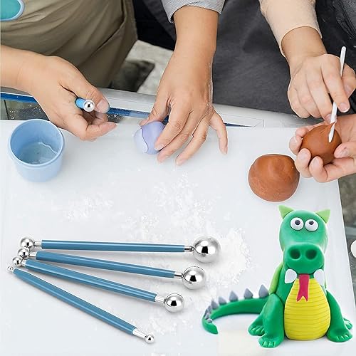 Miniatura 5 de Hsxxf - Herramienta de fondant de bolas de metal para decoración de pasteles, 4 piezas, herramientas de escultura de arcilla para pasteles, pasta de