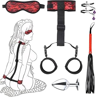 BDSM Set Accessoires Sex Toýs Couple,Kits de Bondage Pour Les Débutants Avec Pinces Pour Mamelons Bouchon Anal, Fouet SM Kits Menottes Sex Lit Pour Femme Sexualité Sex Toýs