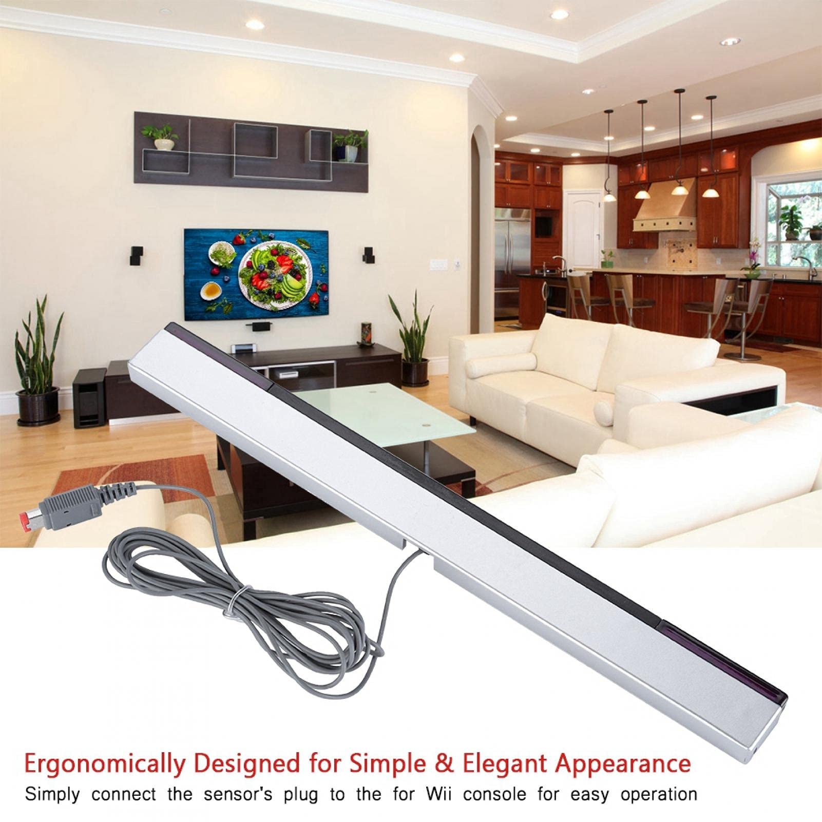 Barra Sensore per Wii, Barra Sensore a Raggi Infrarossi Cablata Sostitutiva, Barra Sensore di Movimento Portatile Professionale a Raggi Infrarossi Compatibile per Wii e Console Wii U