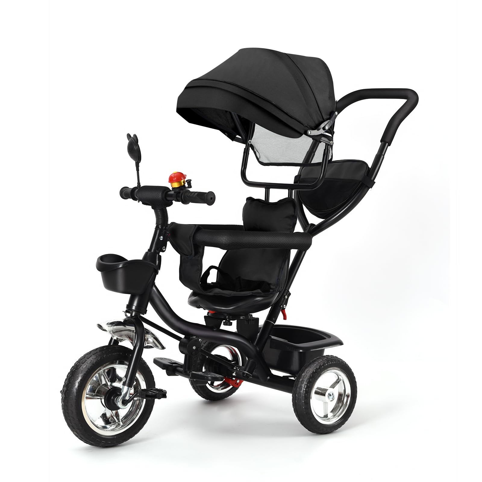 Laufrad Dreirad, Laufräder Kinderdreirad mit schubstange, Dreirad Lauffahrrad für Kinder ab 1 Jahre Jungen Mädchen Geschenk (schwarz-4 in 1)