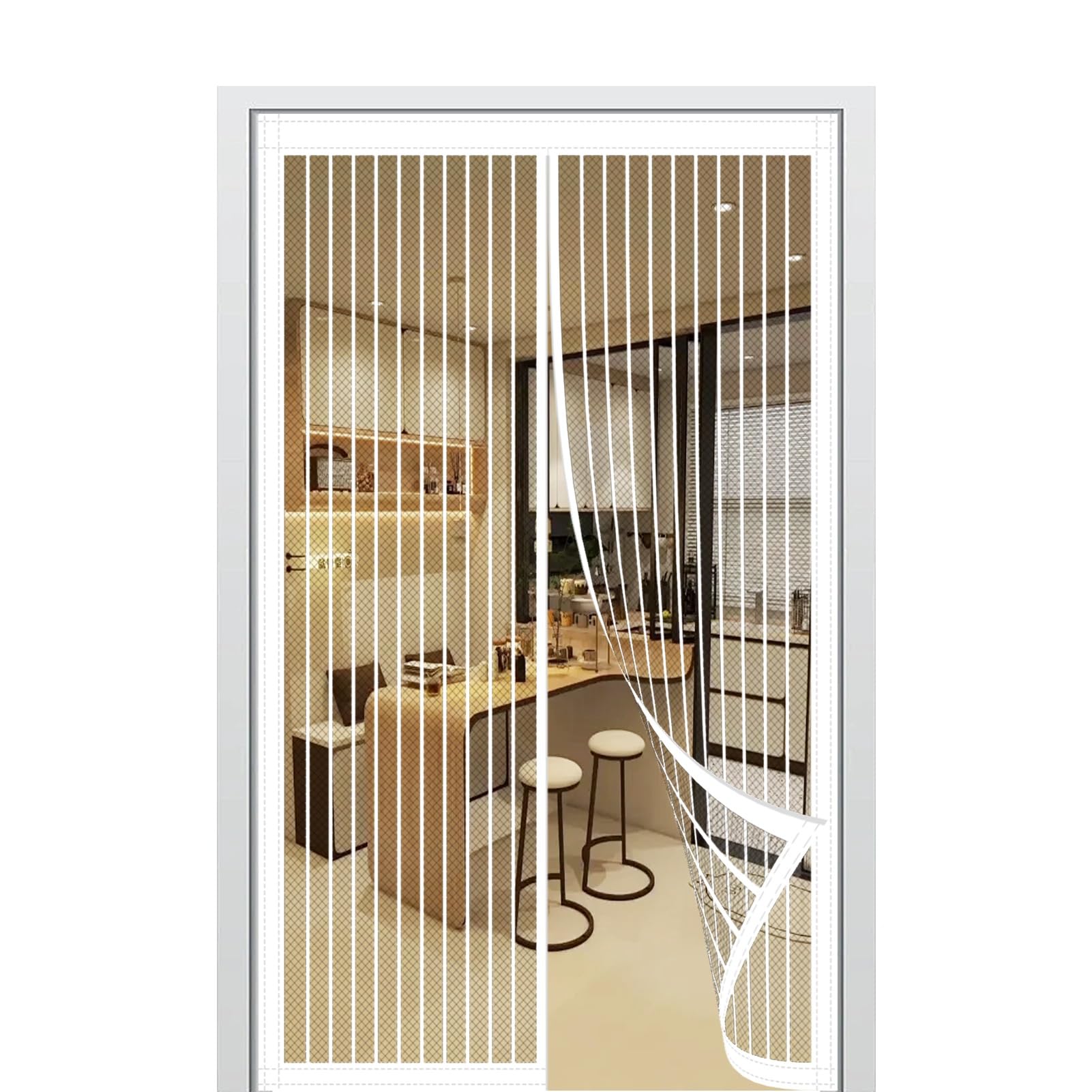 Lzjd White Magnetic Fly Screen Door 145 X 203 Cm Keep Bugs Out & Lets Fresh Air In Fly Insect Screen Door Easy To Install Suitable For Patio Doors Balcony Bedroom,