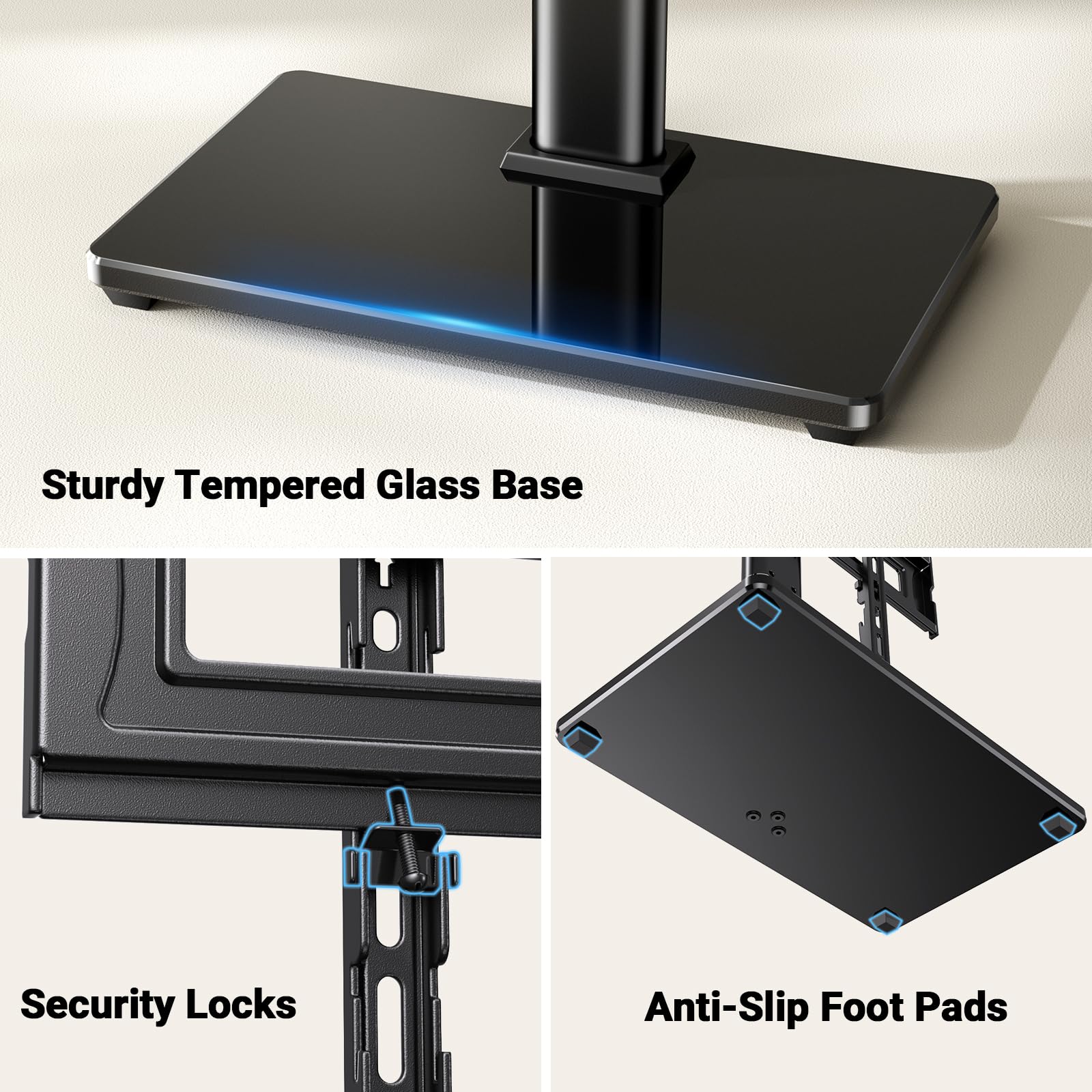 PERLESMITH Supporto universale per TV da 32-60 pollici, supporto TV da tavolo fino a 39,9 kg, supporto per TV regolabile in altezza, base universale per soggiorno e camera da letto (82-65 pollici con