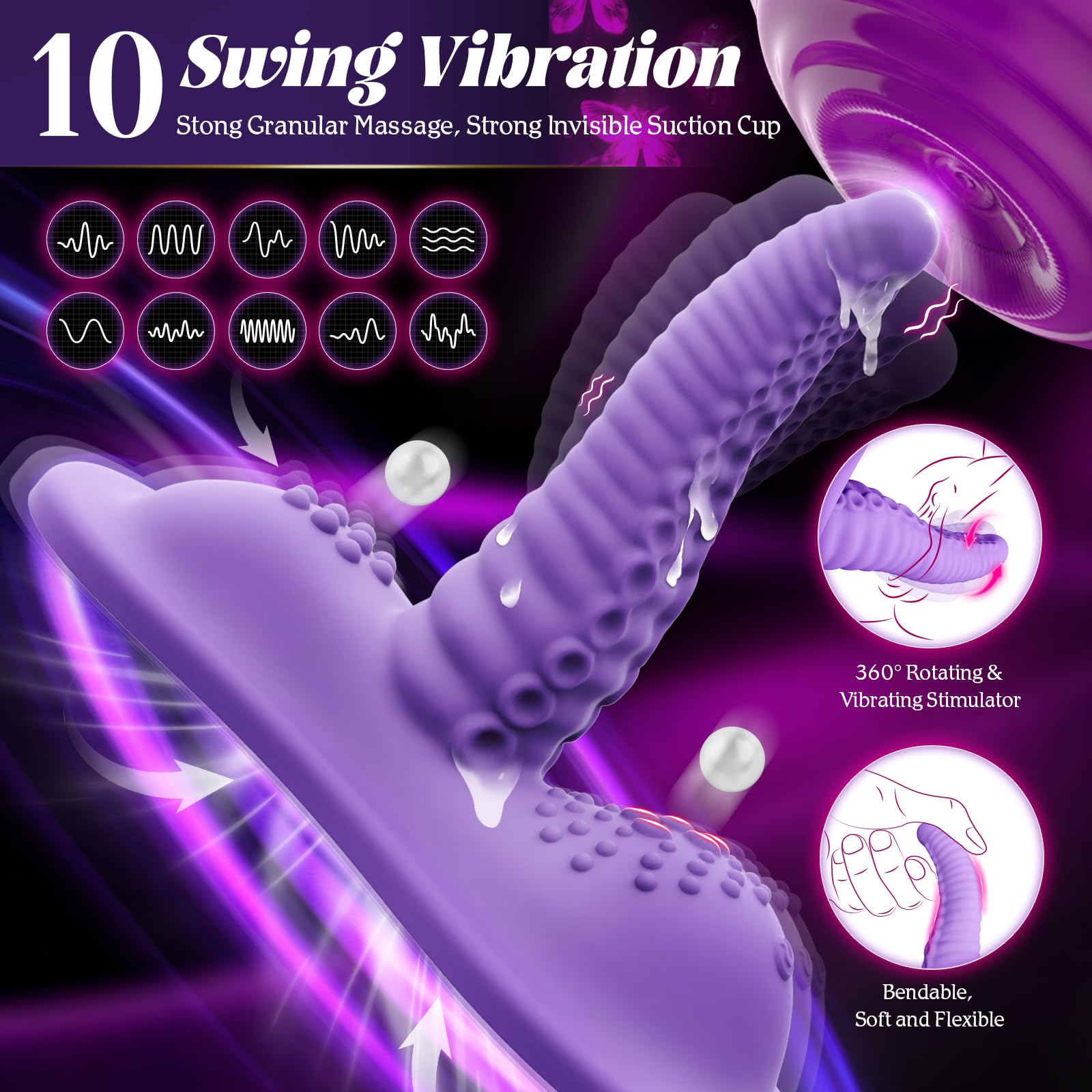 Vibrator 6.5" Insertable Monster Dildos Women Sex Toys - 10 Swing & Vibration Modes Adult Toys Sex Chair Sex Machine for Triple Stimulation, RAGINARD Remote Ride G Clit Anal Vibrators Big Thick Dildo