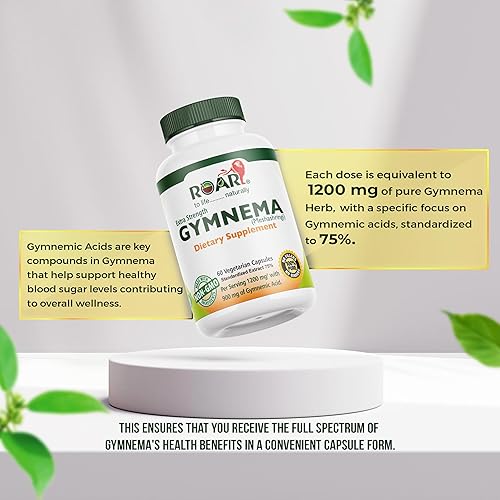 Miniatura 2 de ROAR TO LIFE .......... NATURALLY Gymnema Sylvestre 1200 mg (máxima potencia) Extracto de plantas ayurvédicas Cápsulas vegetales Suplemento tabletas