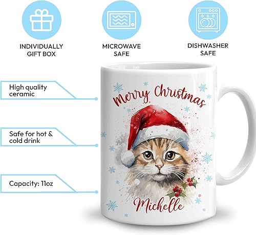 Vista 92 de Hyturtle Regalos personalizados para amantes de las ardillas, con sombrero de Papá Noel, taza de café de cerámica con nombre personalizado, taza