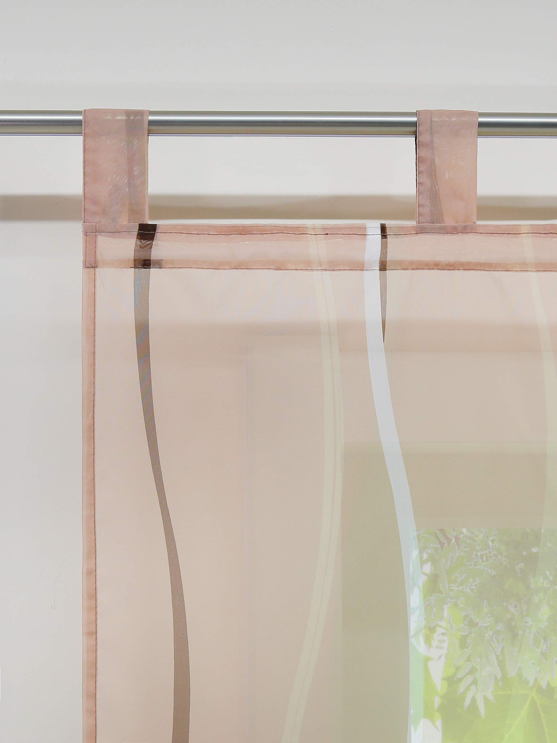 ESLIR 2er Set Flächenvorhänge Schiebegardinen Voile Gardinen mit Schlaufen Schiebevorhang Transparent Vorhang Wellen Muster Sand BxH 57x245cm 2 Stück