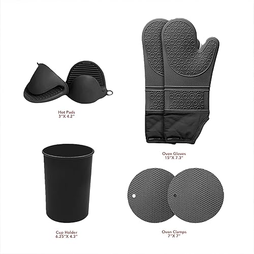 Miniatura 11 de OVENTE Juego de utensilios de cocina de silicona, 17 herramientas de cocina resistentes al calor para utensilios de cocina antiadherentes con mango