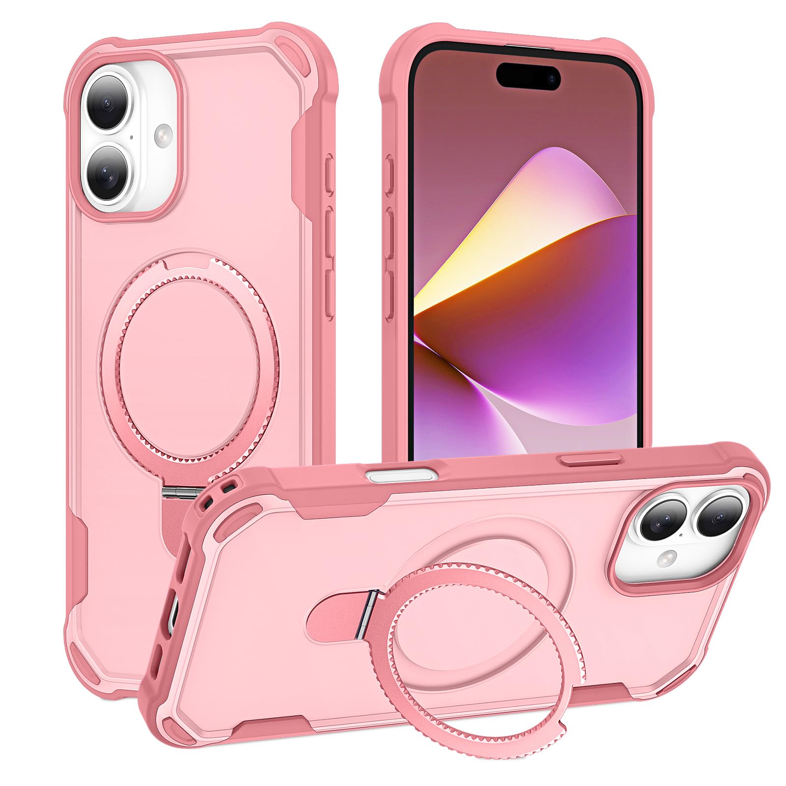 HIGLYCASE Compatible with iPhone 16 Plus Case with Invisible Magnetic Ring Stand [Compatible with Magnetic] [Military Drop Protection] Shockproof Slim