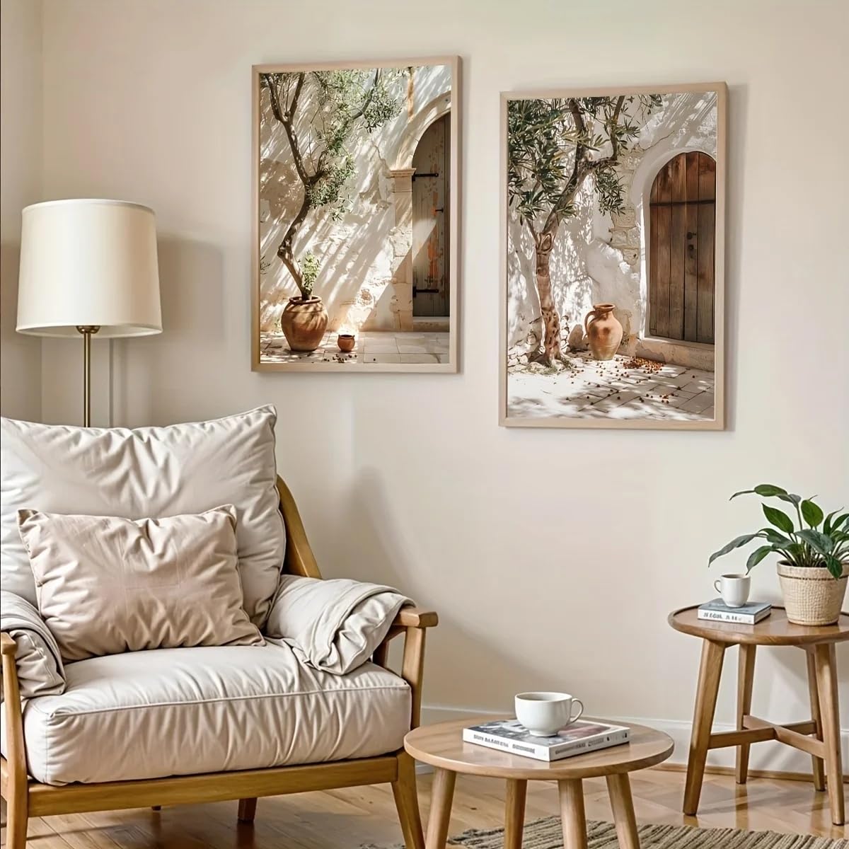 SDVIB Rustic Mediterranean Olive Tree Wall Art, Cottagecore Style Minimalist Neutral Landscape Posters Home Decor(30x45cm/2PCS Frameless)