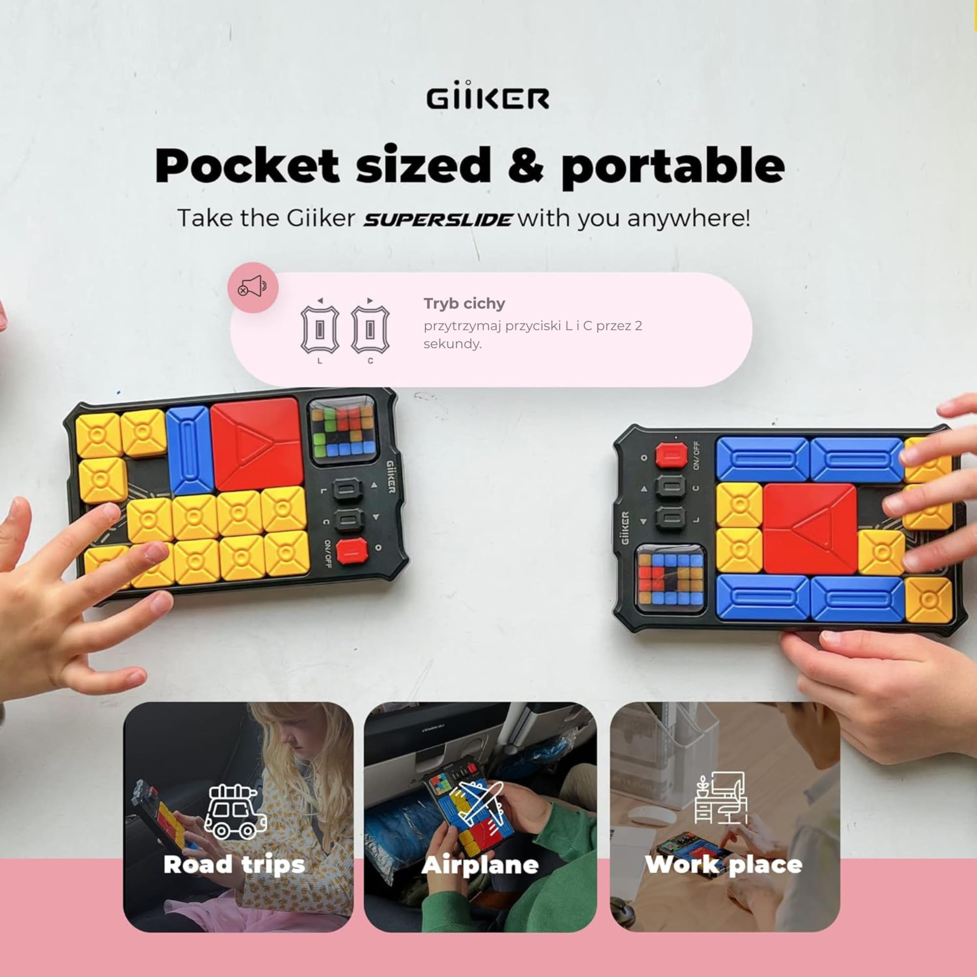 GiiKER Super Slide Puzzle Games, oryginalne puzzle 500+ wyzwań łamigłówka, zabawki dla dzieci i nastolatków, gry podróżne, prezenty urodzinowe dla chłopców i dziewcząt, zajęcia na podróże samochodowe