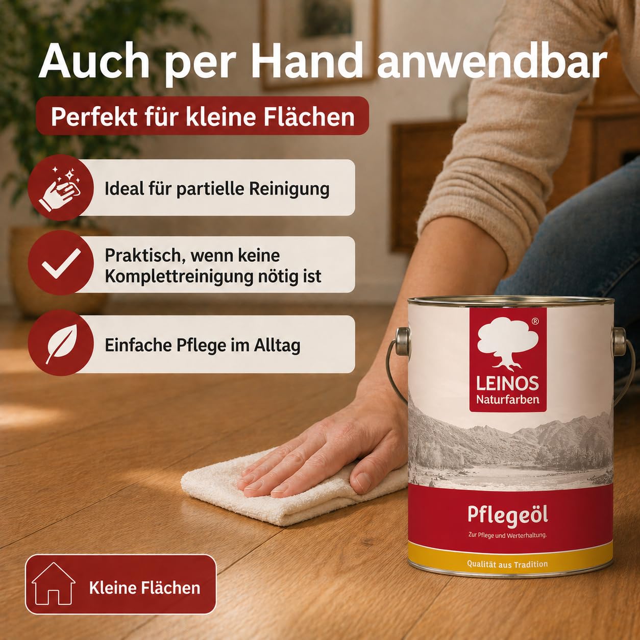 LEINOS 285 Pflegeöl weiß 2,5 Liter für Holz, Parkett, Kork und Linoleum | Pflege, Reinigung und Auffrischung geölter und gewachster Flächen im Innenbereich | Natürlich ökologisch natürliche Optik
