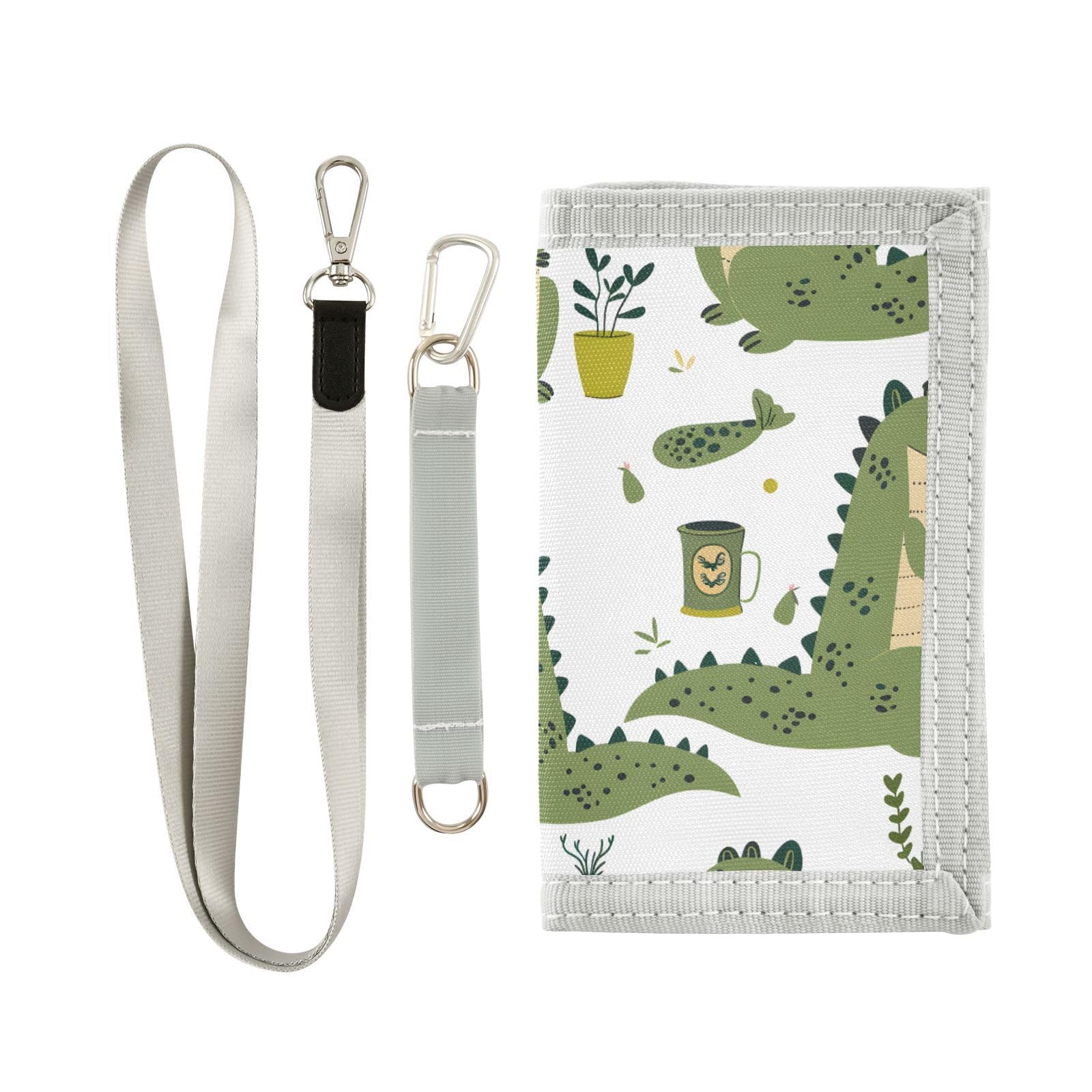 zyrtty Kids Wallets for Boys Girls Ages 4-18 Trifold, Crocodile and Book White Wallet with Zippered Coin Pocket and Card Holders, Novelty Wallet for Childrens Birthday Gifts