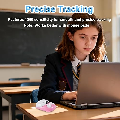 Miniatura 6 de Ratón inalámbrico con forma de perro de dibujos animados con receptor USB de 2.4 GHz, óptico, portátil, pequeño, recargable, silencioso, encantador,