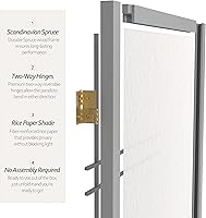 Vista 4 de Red Lantern Pantalla Shoji de doble cruz de 6 pies de alto, color gris, 6 paneles