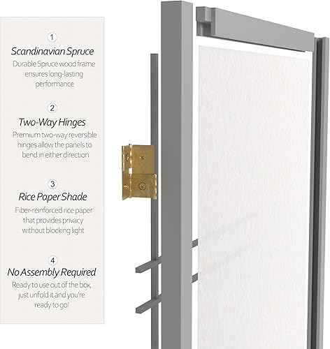 Miniatura 4 de Red Lantern Divisor de habitación Shoji de doble cruz de 6 pies de alto, color gris