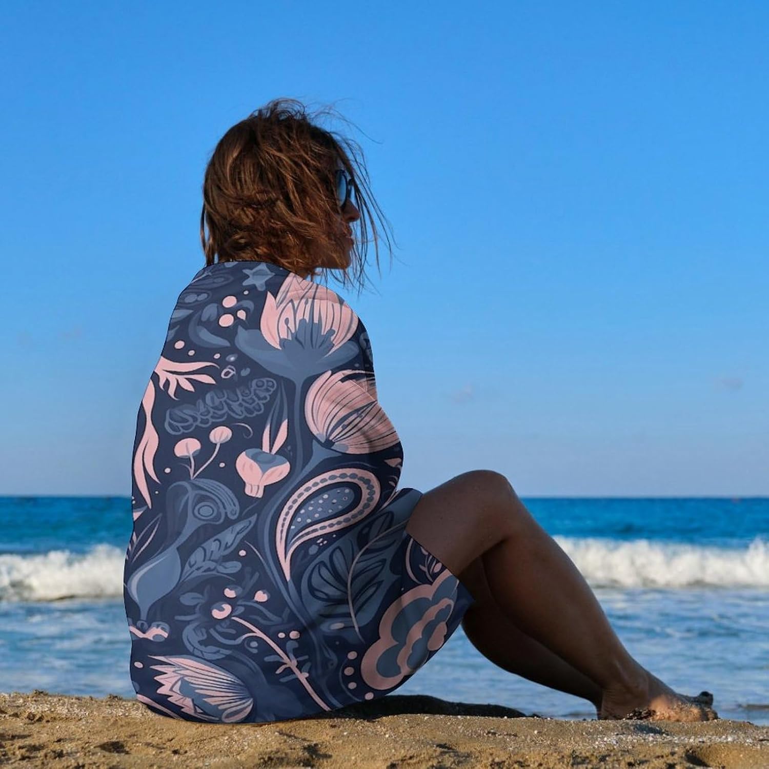 Swimming Towel, Color Flower Shape Printed Fashion Towel,Portable Towel,Durable Towel