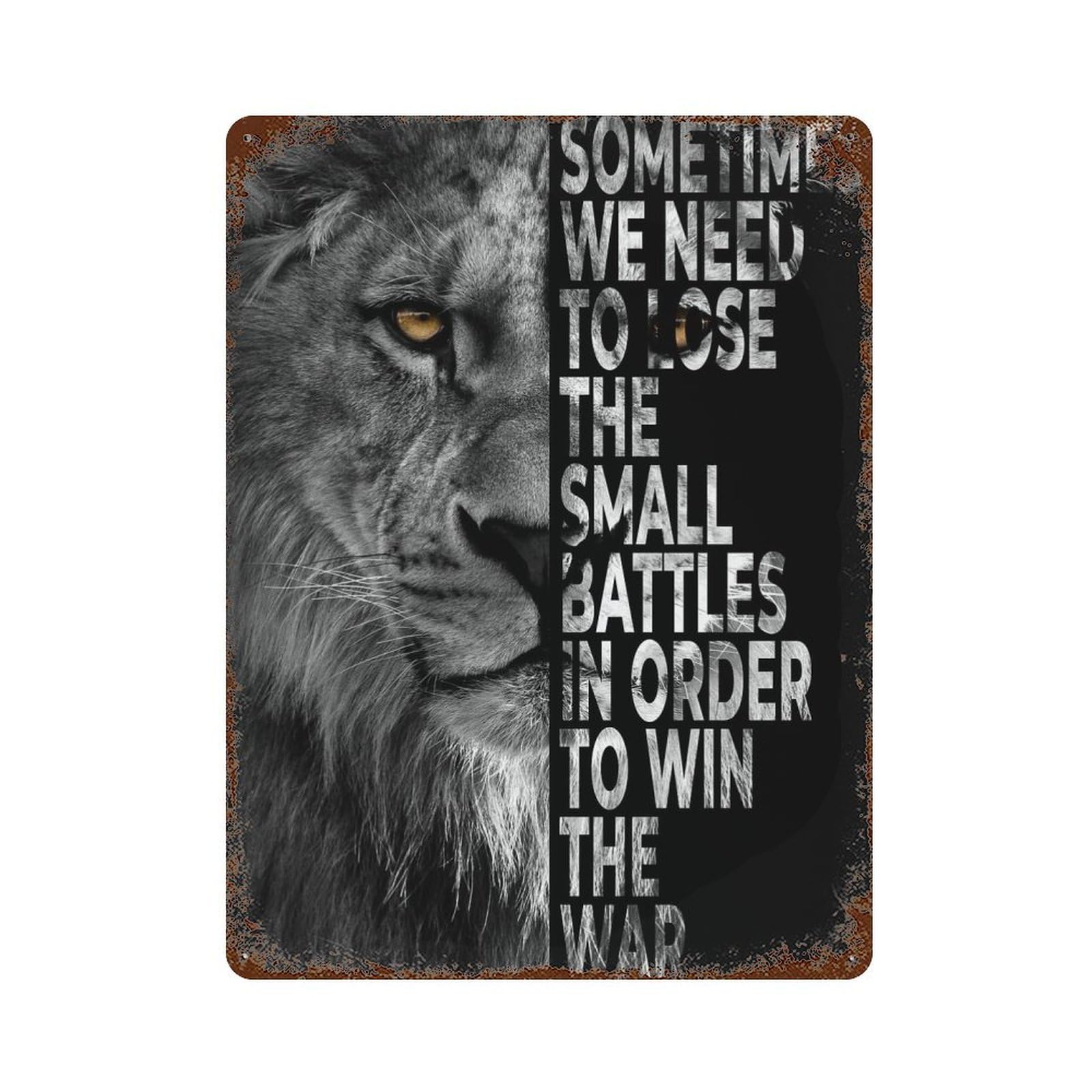 Garage Style Win The War Rusty Metal Tin Sign 15.7"x11.8", Classic Wall Plaque for Bar And Workshop