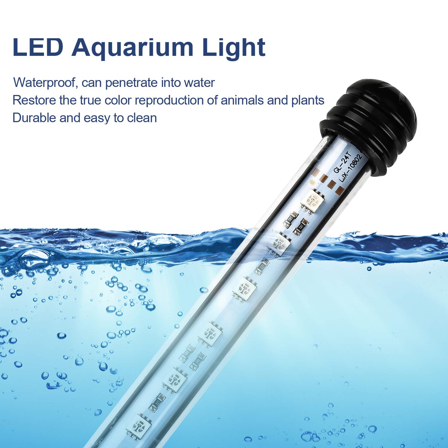 Eclairage Aquarium LED, Lampe LED RGB 62cm pour Aquarium Submersible pour Luminaire Aquarium 6.2w