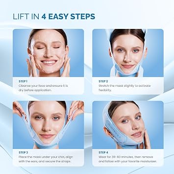 PLANTIFIQUE Chin Strap for Face Contouring - Reusable & Adjustable | V-Line Chin Lifting Mask - Breathable Ice Silk Material - Double Chin Reducer & Jawline Shaper