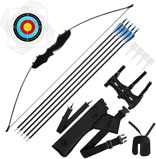 DOSTYLE Archery Takedown Recurve Bow and Arrow Set Hunting Long Bow Kit for Outdoor Shooting Training