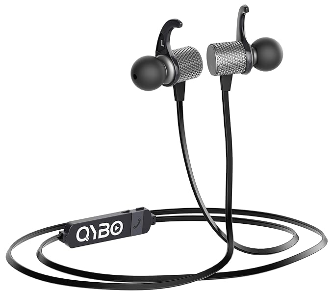 QYBO Bluetooth inEar Hook Earphones with Microphone Gunmetal + Carry