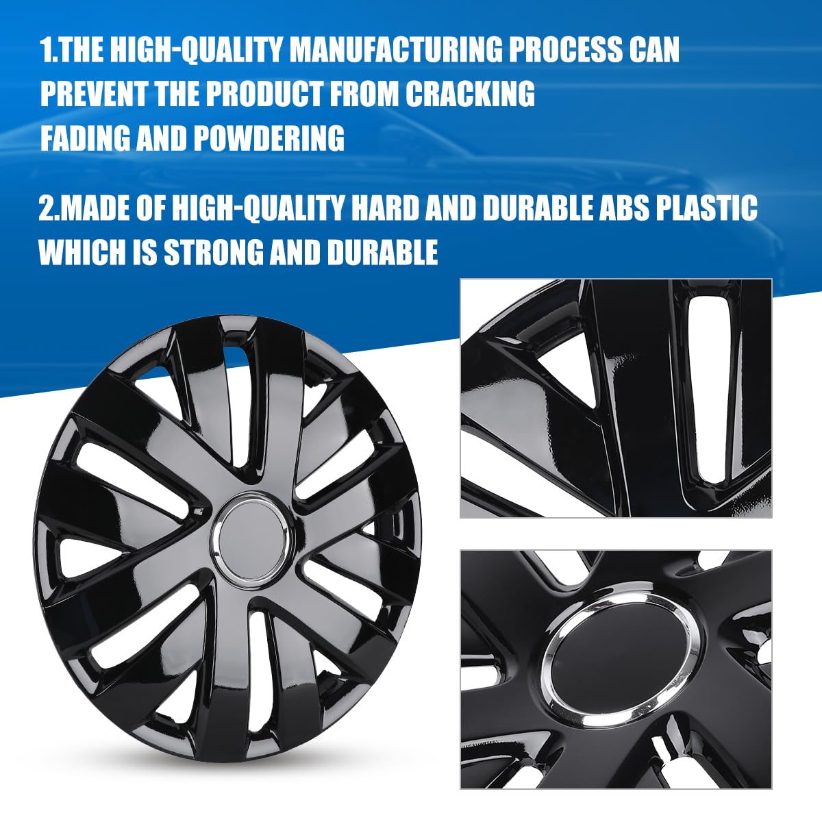 Focket Lot De 4 Enjoliveurs De 15 Pouces, Protection Intégrale, Style