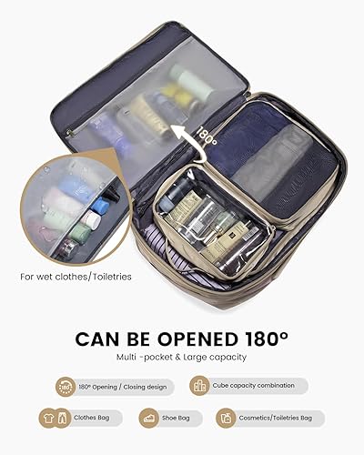 Miniatura 7 de LOVEVOOK Mochila de transporte grande de 45 litros para mujeres y hombres, aprobada por aerolíneas, mochilas de maleta grande expandible con 4 cubos