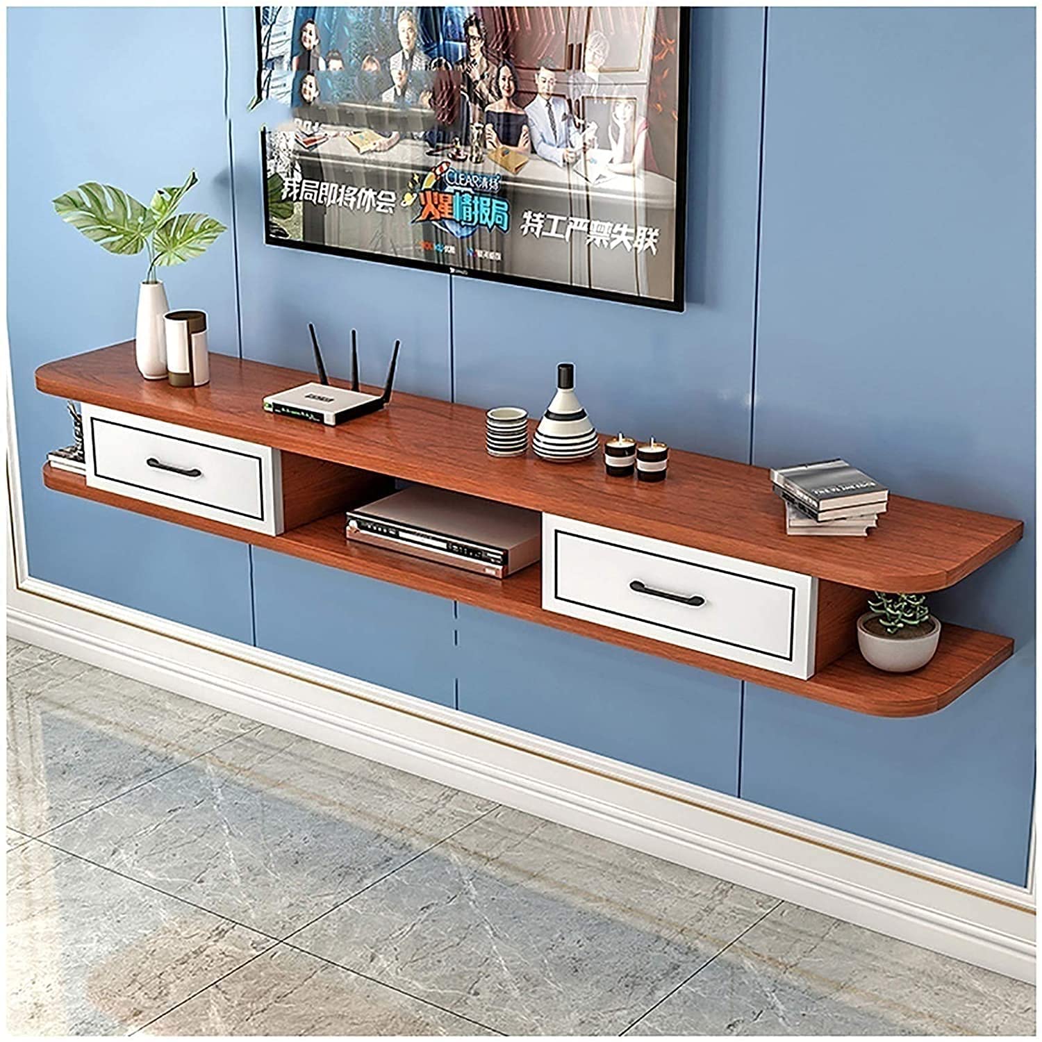 Console multimédia murale au design minimaliste pour écran plat