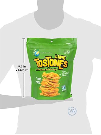 TOSTONES, Green Plantains, Re-Sealable Bag, Crunchy chips, Plantains, Palm Oil and Salt, 3.53 Oz per Unit, LIME Flavored, 8 Pack,