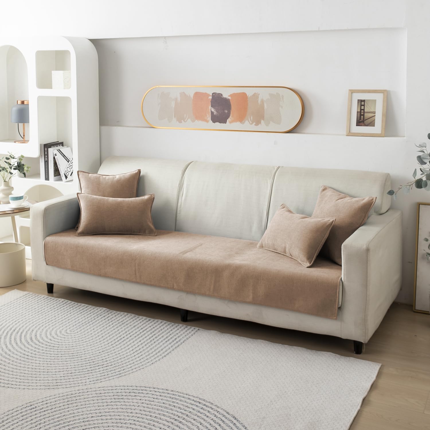 HOKIPO Premium Chenille Anti Slip Sofa Cover Mat, 2 Seater, Sand Brown (AR-5147-SBR) (B0D6GL6NRJ) Amazon Price History, Amazon Price Tracker