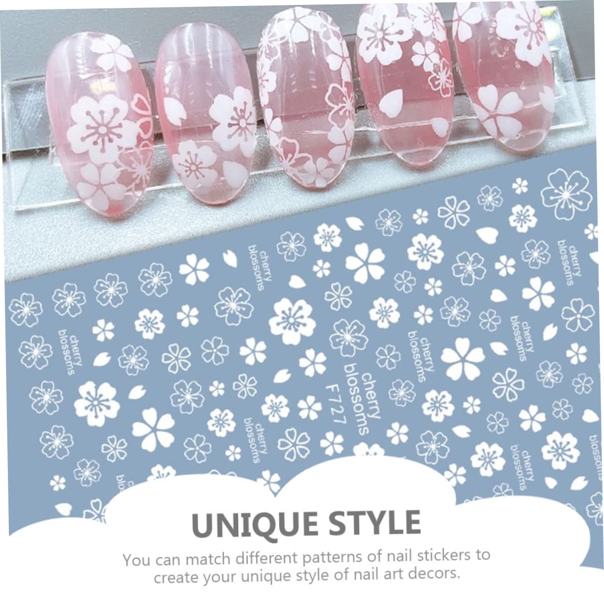 BESTYASH 5 Set Adesivi Per Unghie Decorativi Stile Decalcomanie Fiori Facili Applicare Per Manicure Te Per Casa E Salone 30 Fogli*5