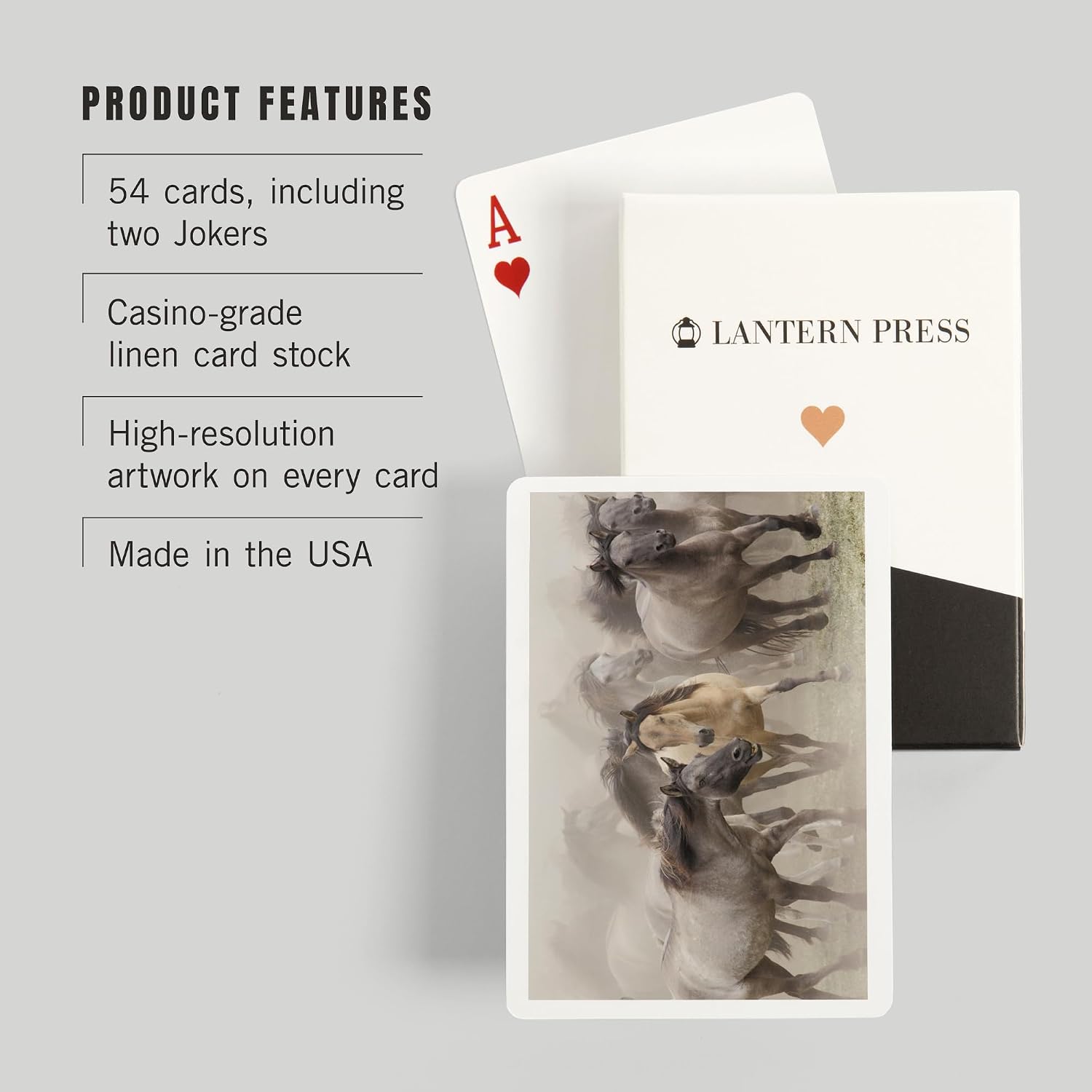 Lantern Press Wild Horses, 52 Playing Cards for Adults, Poker Size Card Deck