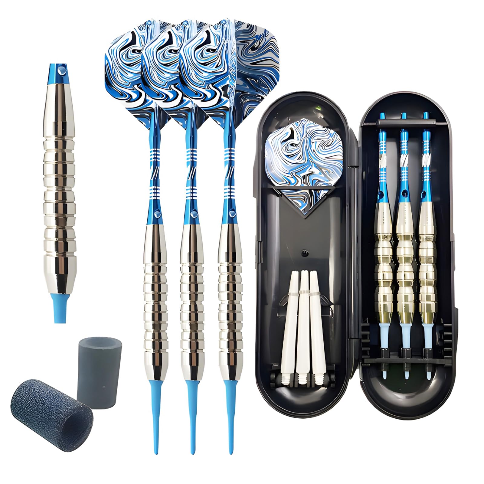 Soft Tip Darts Set, GROIC Professional Darts for Dartboard with Nylon Tip Aluminum Shafts, Outdoor Standard Shape Darts Game, Dart Flights Tool, Slim Darts Set with Case, Gift for Kids Youth Adults