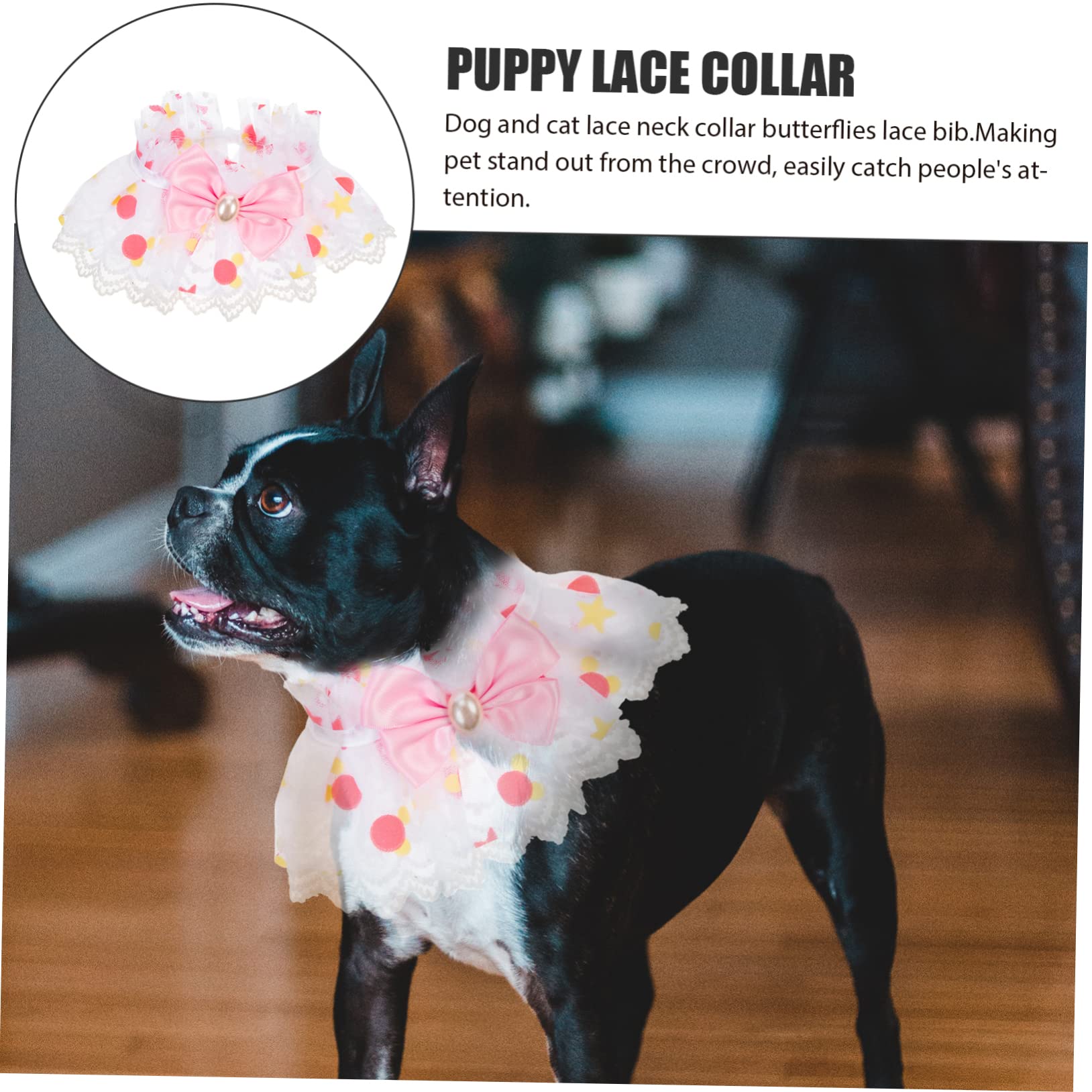 minkissy 5 x Katzenhalsband, Spitzenschal, Chihuahua-Halsband, Mädchen-Outfits, Kätzchen-Halsband mit Glöckchen, Kostüm, Kätzchen-Halsband, Katzenhalsband, Haustier-Hals-Ornament,