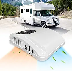 Ar condicionado elétrico RV 12V 9000BTU para trailers, caminhões, vans, campistas, tratores, ventilador duplo de estacionamento de 12 volts, unidade CA silenciosa, alimentada por bateria