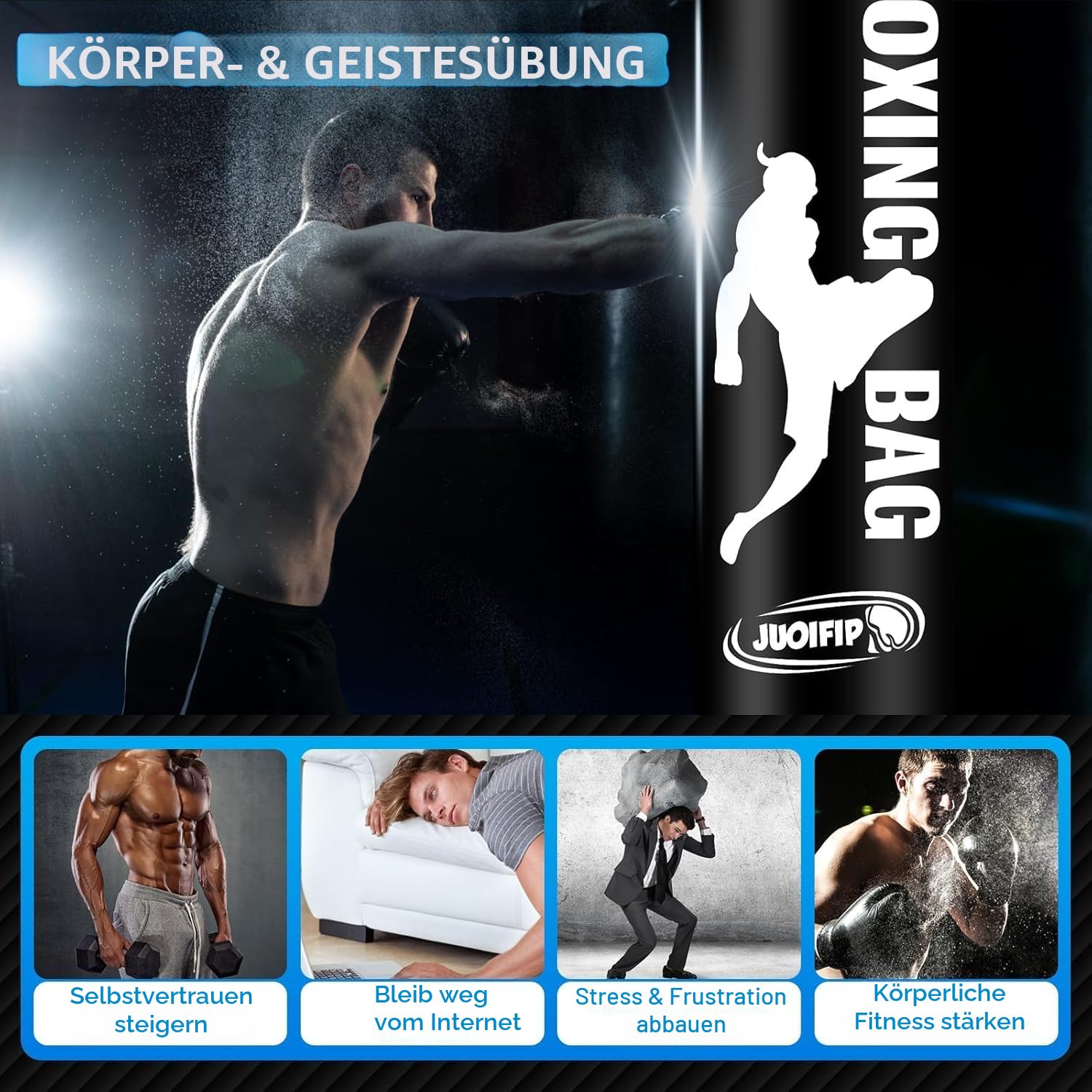 YORWHIN Boxsack Erwachsene 180cm, Aufblasbare Boxsack Stehend Freistehende Kickboxsäcke Ausrüstung für das Training MMA Muay Thai Fitness zu verwenden